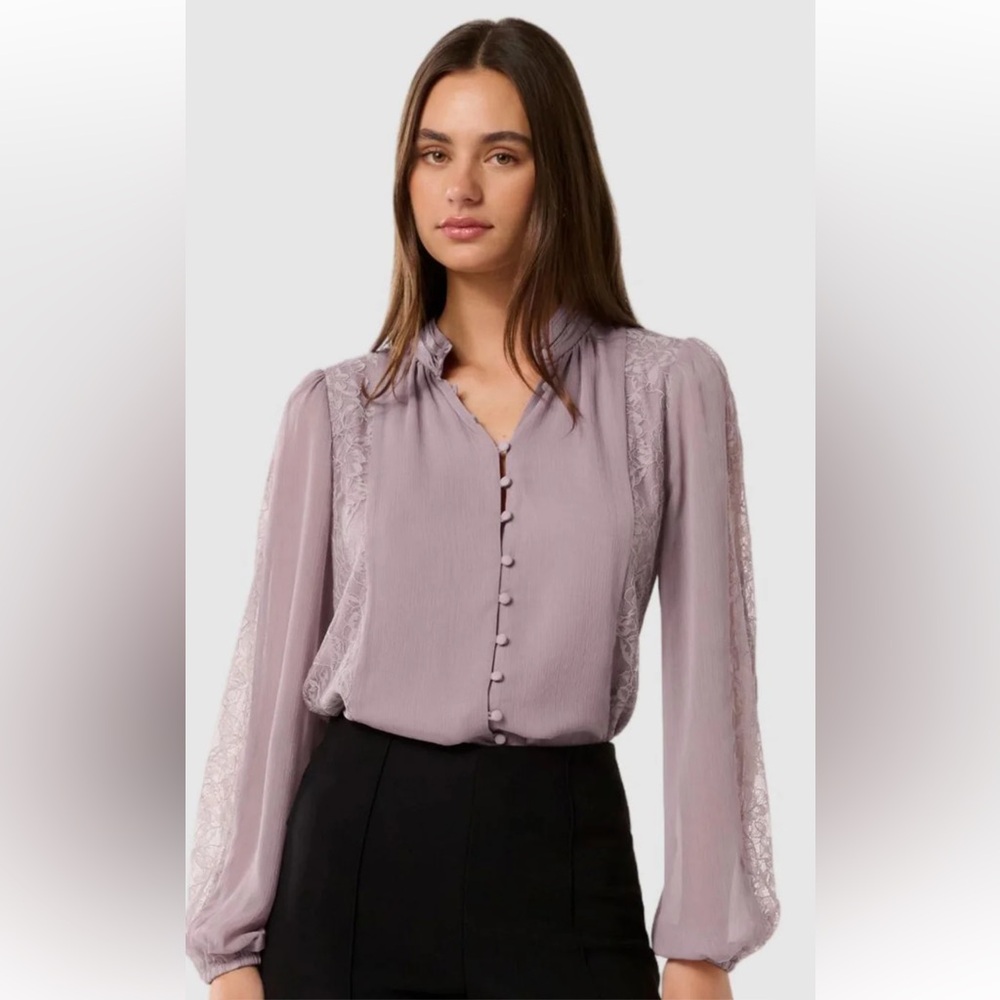 Ever New Mauve Button-Up Blouse